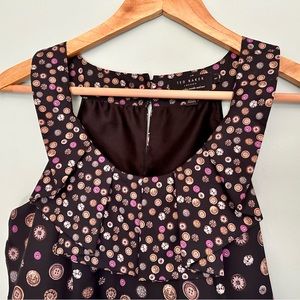 Lovely black silky Ted Baker a line dress with button details